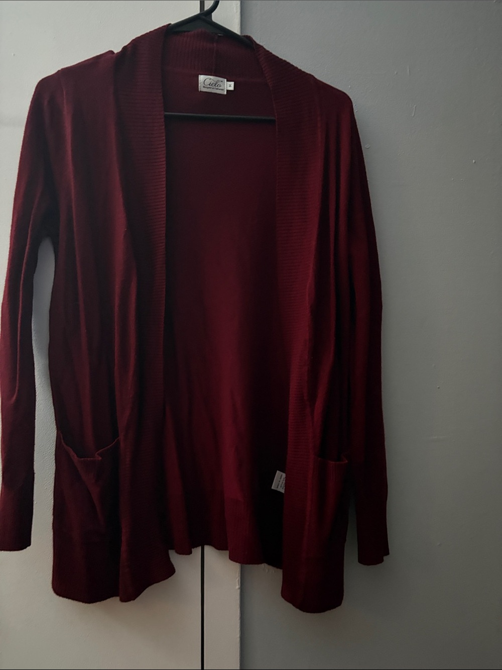 Cielo Open-Front Cardigan in Deep Burgundy